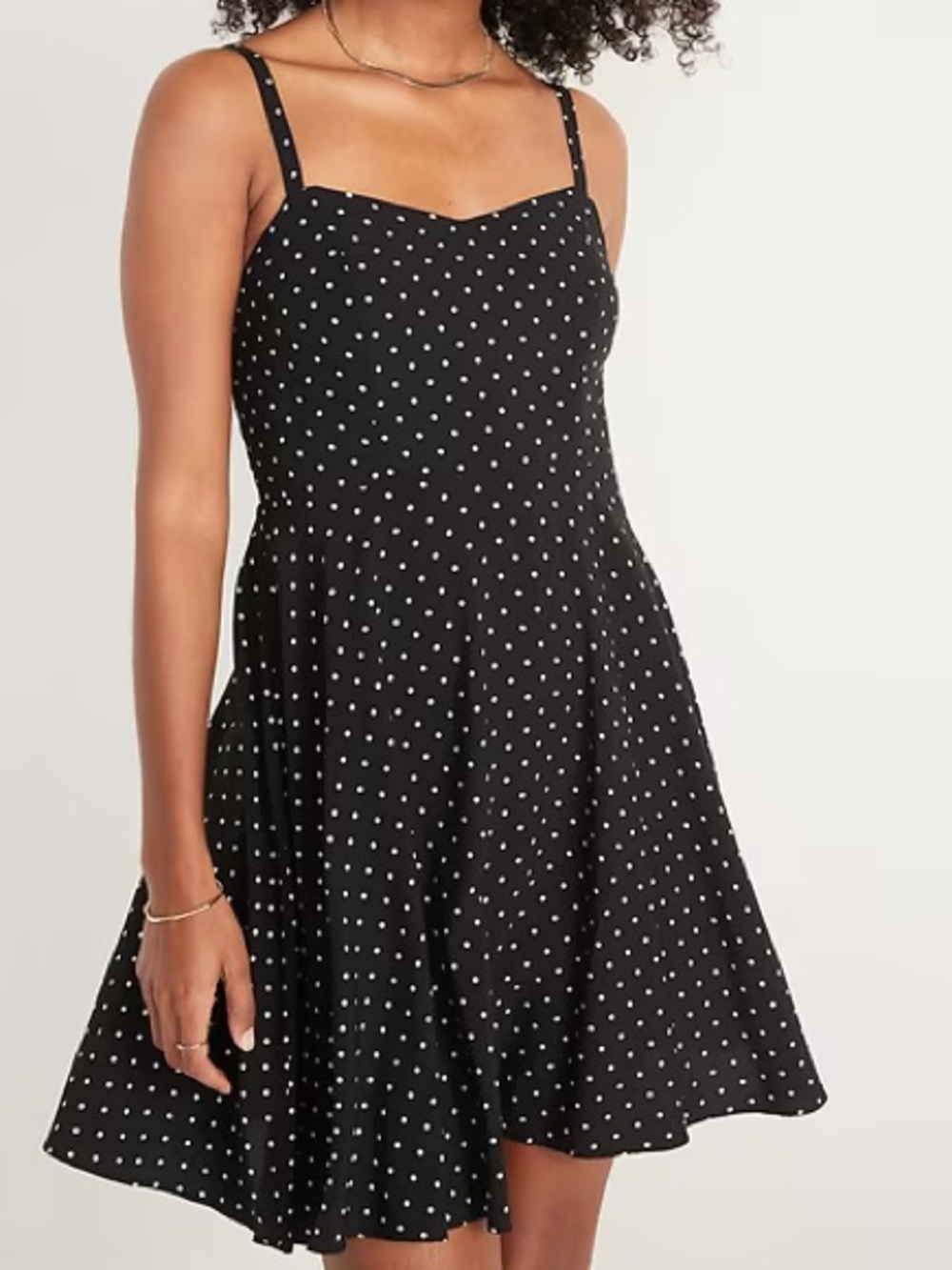 Old Navy - Fit and Flare Black and White Polka Dot Sweetheart Mini Dress